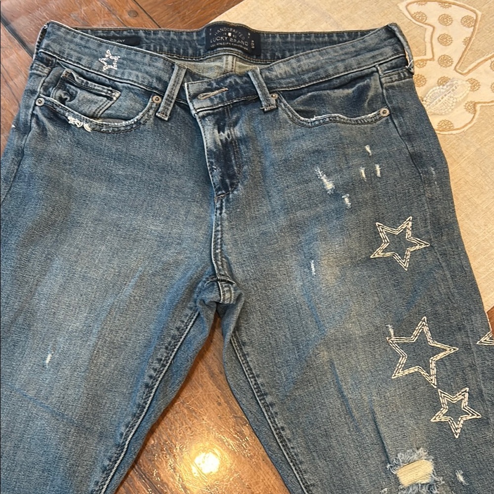 Lucky Brand Blue Skinny Jeans with Star Embroidery
